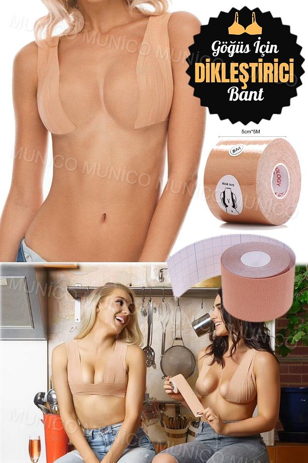 Kendinden Yapışkanlı Bant Açık Straplez Ten Rengi Elbise için 5 Çift Nipel Kapakları ile Giysiler - 4