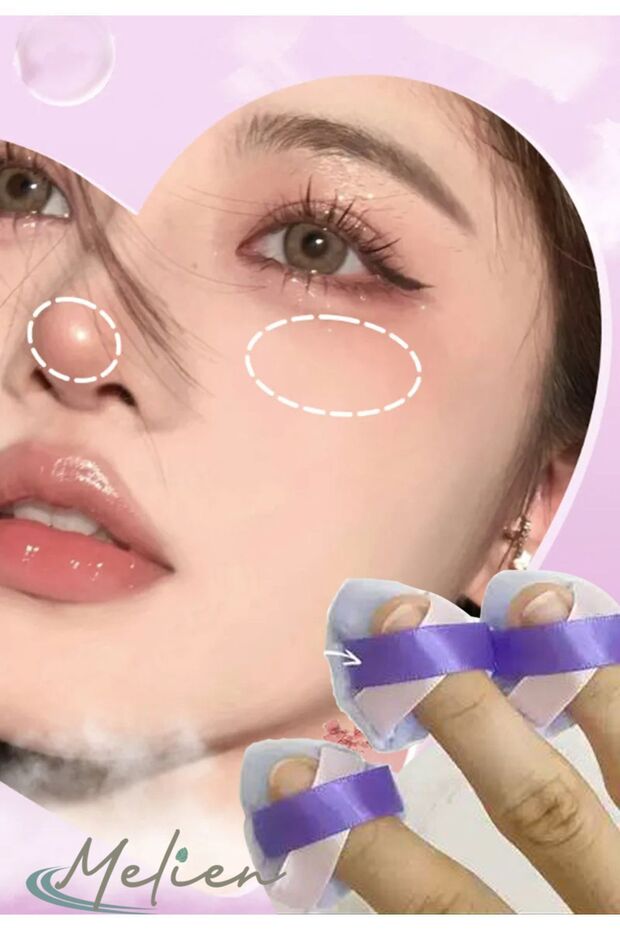 3 Pieces Lilac Mini Puff Makeup - Washable Velvet Face Contour, Sponge Cloth