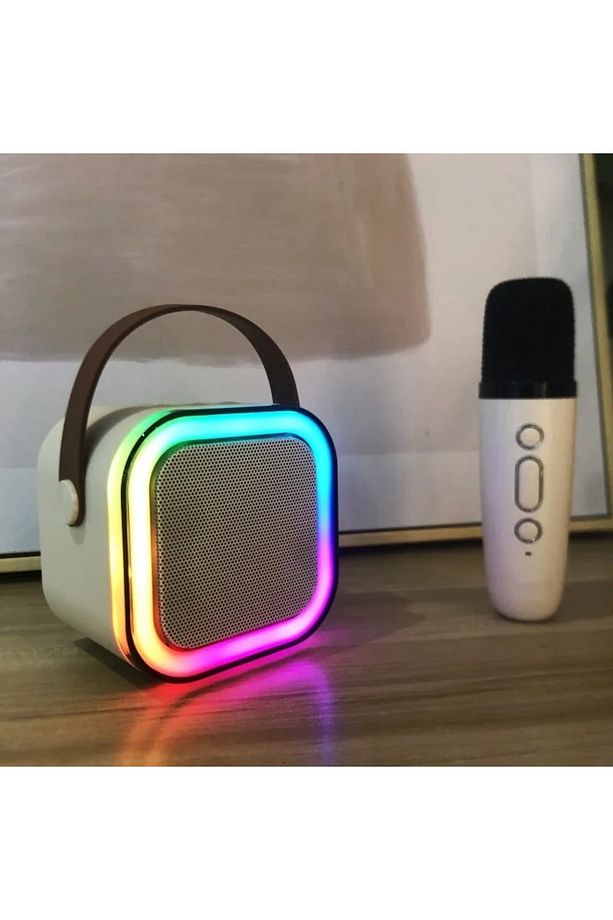 Bluetooth Karaoke Hoparlör Parti Hoparlörü Mikrofonlu Işıklı Ses Bombası Aux Usb Sd Kart Girişli - 7