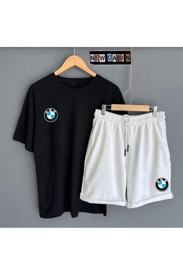 New Season Unisex BMW Printed Oversize T-Shirt - Colorful BMW Printed Summer Shorts 2-Piece