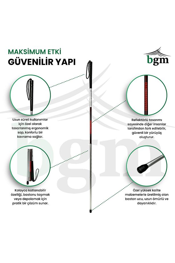 Görme Engelli Bastonu Yüksek Kalite Katlanır Ama Bastonu Katlanabilir Baston - 4
