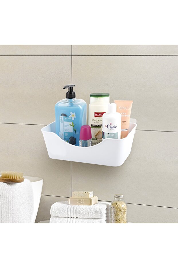 SOFTHOME YAPIŞKANLI KARE BANYO RAFI - 1