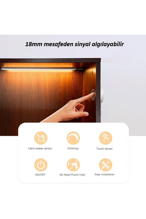Ahşap Arkası On-Off Dimmer Dokunmatik Sensör 12-24VDC 8,33A 100W - 5