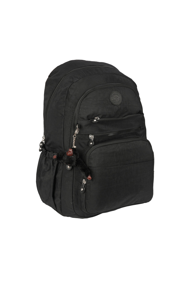 Relaxion Black Waterproof Crinkle Fabric Large Interior Volume Daily & School & Baby Care Backpack