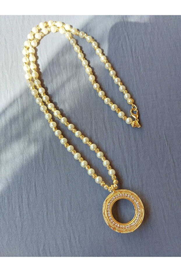 Quarter necklace with pearls dorica 55cm