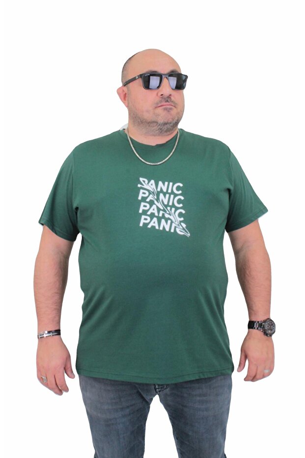 Men's Large Size T-Shirt - Crew Neck, Panic 24135 NEFTI