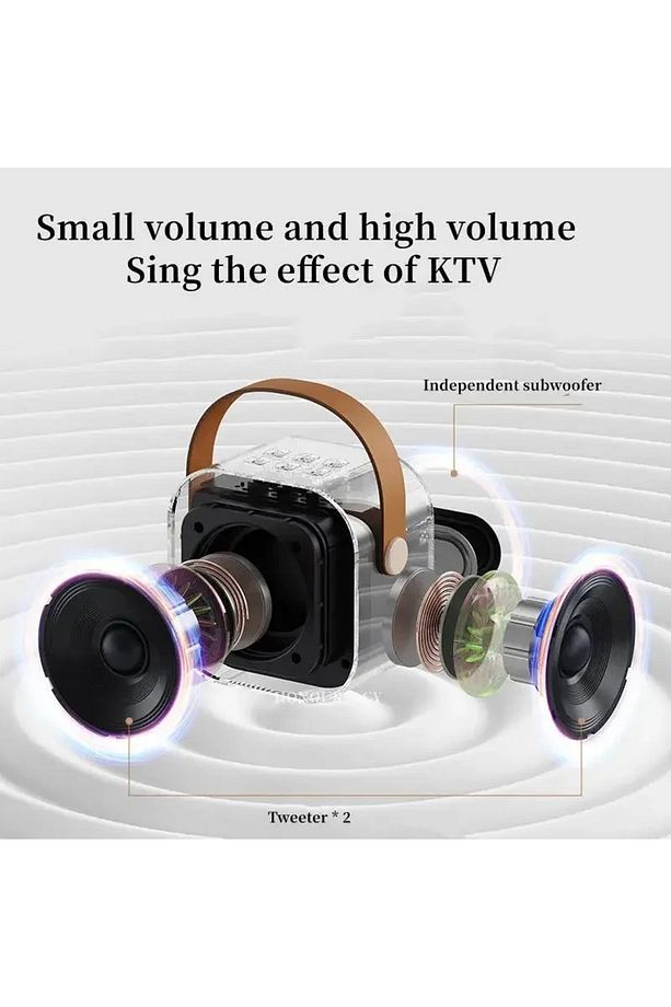 Bluetooth Karaoke Hoparlör Parti Hoparlörü Mikrofonlu Işıklı Ses Bombası Aux Usb Sd Kart Girişli - 8
