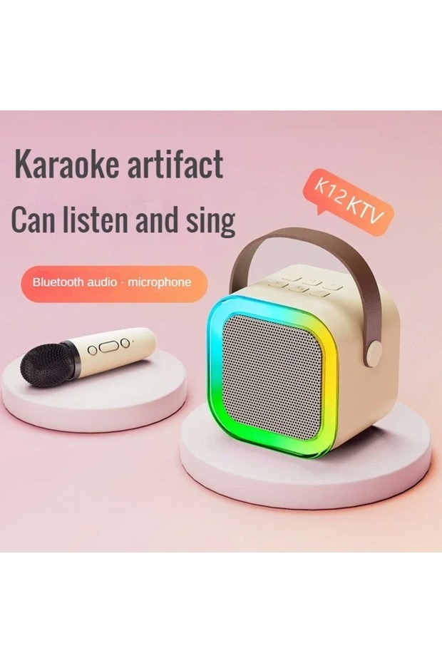 Bluetooth Karaoke Hoparlör Parti Hoparlörü Mikrofonlu Işıklı Ses Bombası Aux Usb Sd Kart Girişli - 5