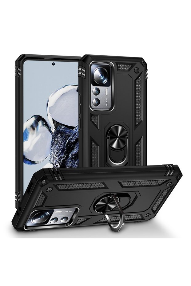 Xiaomi Mi 12t - Mi 12t Pro Compatible Armored Full Protection Ring Stand Case