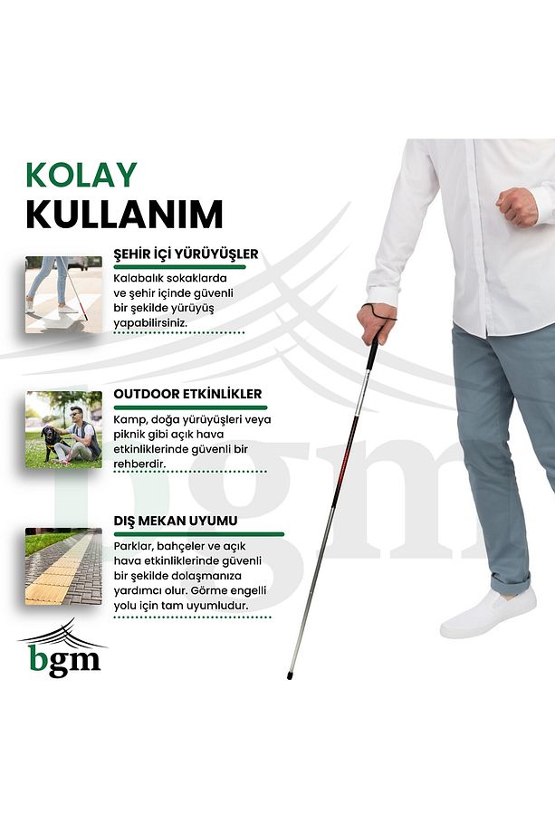Görme Engelli Bastonu Yüksek Kalite Katlanır Ama Bastonu Katlanabilir Baston - 2