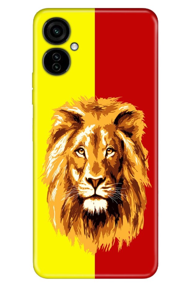 جراب Tecno Camon 19 Neo من السيليكون بسمك 0.4 ملم على شكل أسد أصفر مع إدراج أحمر