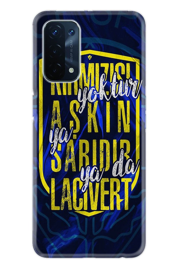Oppo A54 4g Compatible Case Pure Modern Patterned Silicone Cover Love's Color Yellow Navy Blue