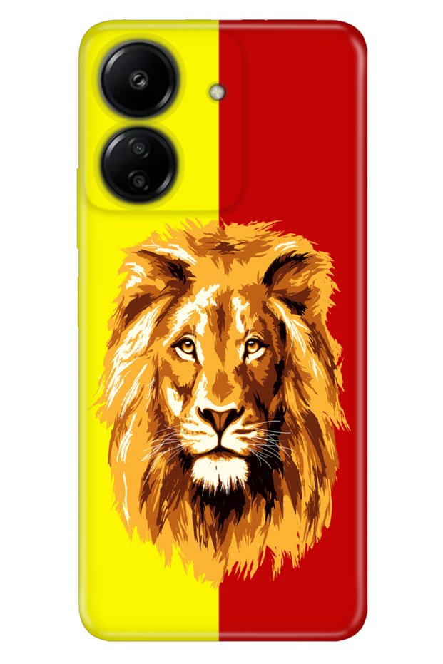 Case for Xiaomi Redmi 13C Case Silicone Patterned Illustrated Cover Yellow Red Shard Lion