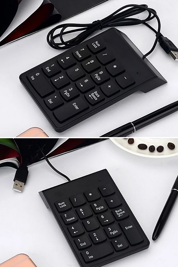 Kablolu 18 Tuşlu Mini Rakam Klavyesi Numeric Klavye Mini Dekoratif Num Klavye - 1