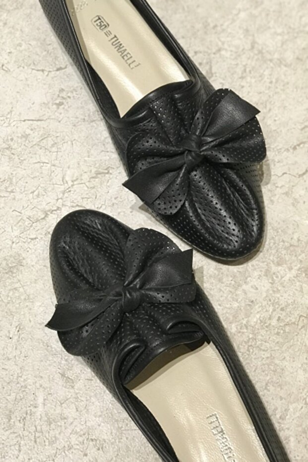 Women's Black Leather Ballerinas, Size 35-41