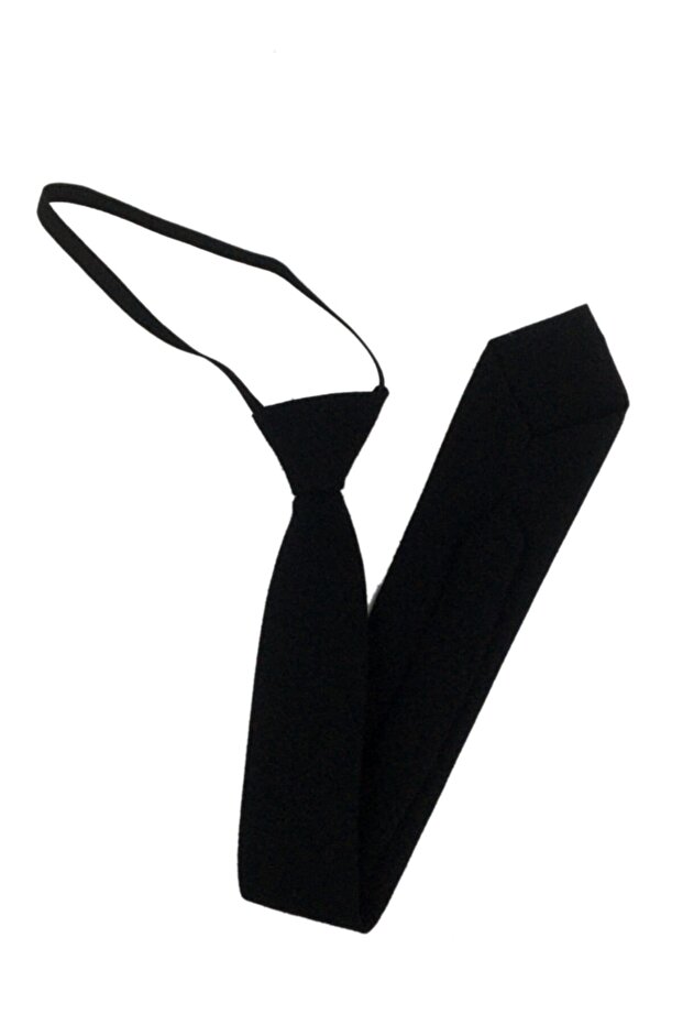 Unisex elastická obyčejná černá kravata - 2