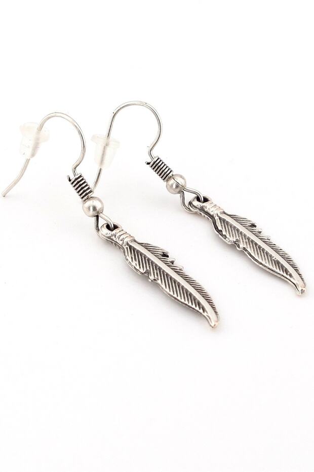 Native American Luck Feather Matte Metal Dangle Women's Earrings Ex056
