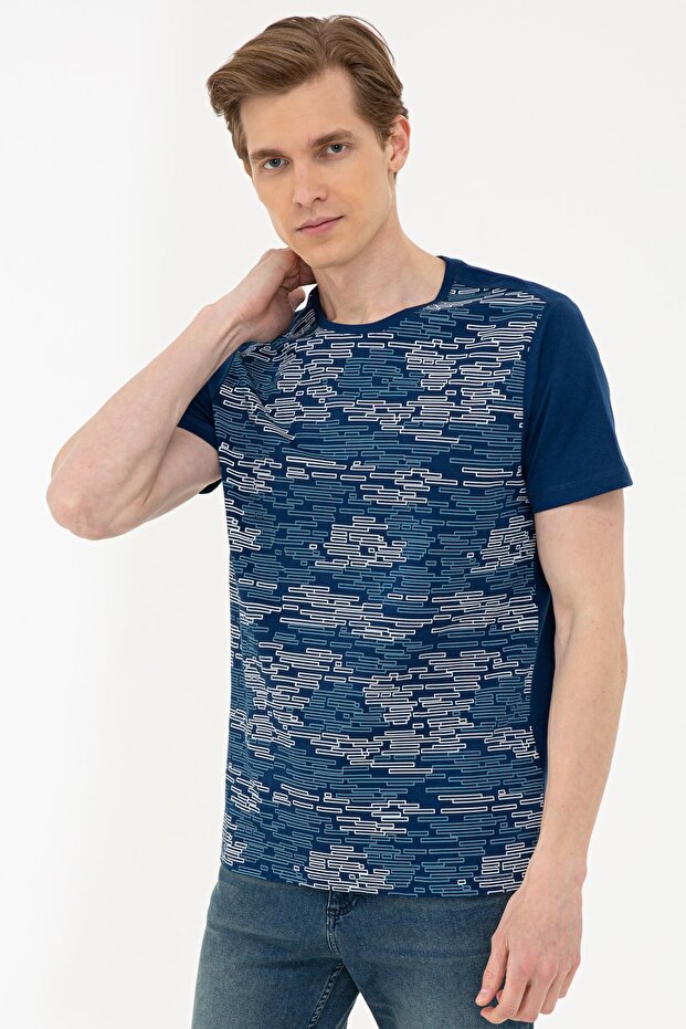 Navy Blue Slim Fit Crew Neck T-Shirt