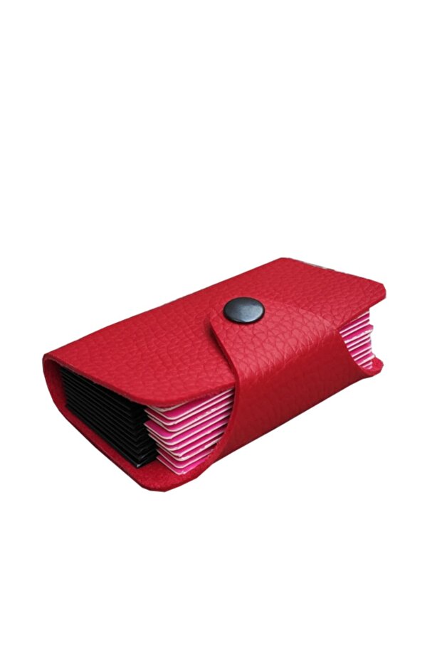 10 Compartment Women's Red Credit Card Holder