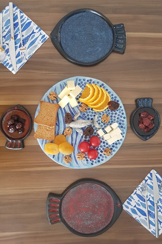 El Yapımı Seramik Balık Tabak - 7