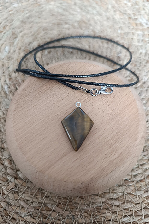 Sword Tiger Eye Natural Stone Necklace Original Gemstone Necklace Stud Cut Original Natural Stone Necklace
