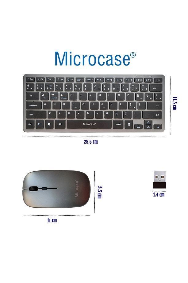 2in1 Kablosuz ve Bluetooth Türkçe Klavye Mouse Set Şarjlı - AL4285 - 2