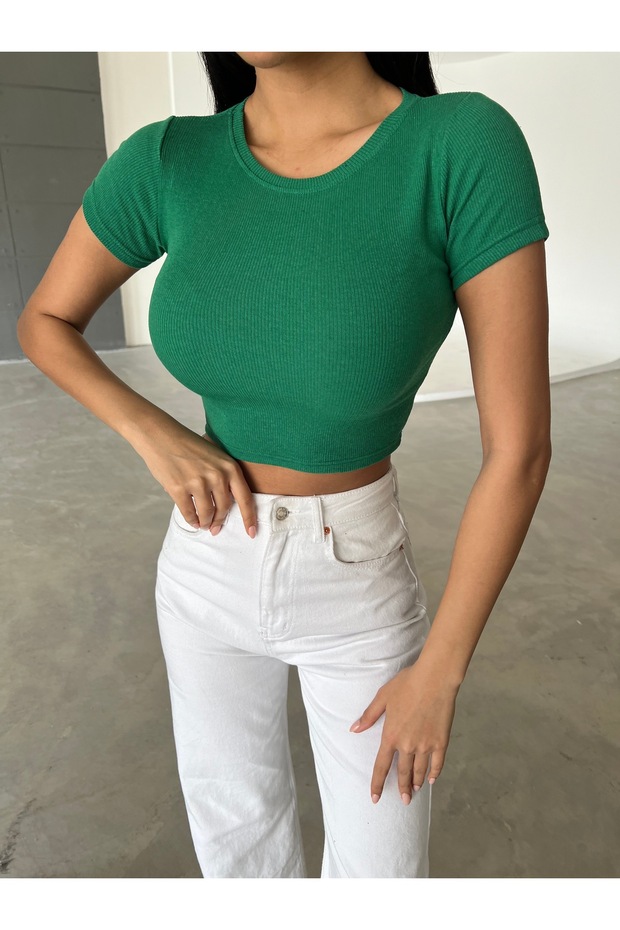 Women's Crew Neck Corded Crop