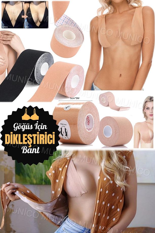 Kendinden Yapışkanlı Bant Açık Straplez Ten Rengi Elbise için 5 Çift Nipel Kapakları ile Giysiler - 6