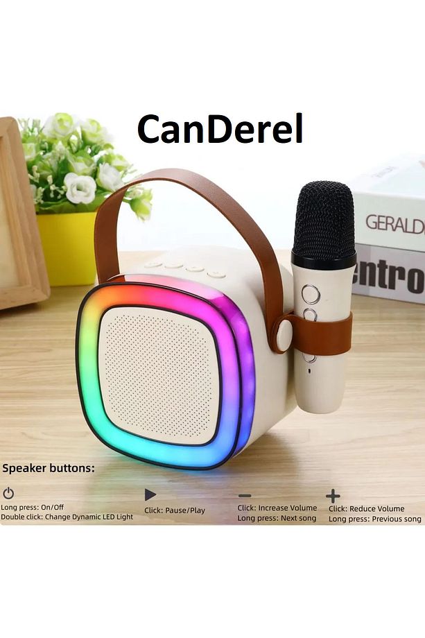 Bluetooth Karaoke Hoparlör Parti Hoparlörü Mikrofonlu Işıklı Ses Bombası Aux Usb Sd Kart Girişli - 4