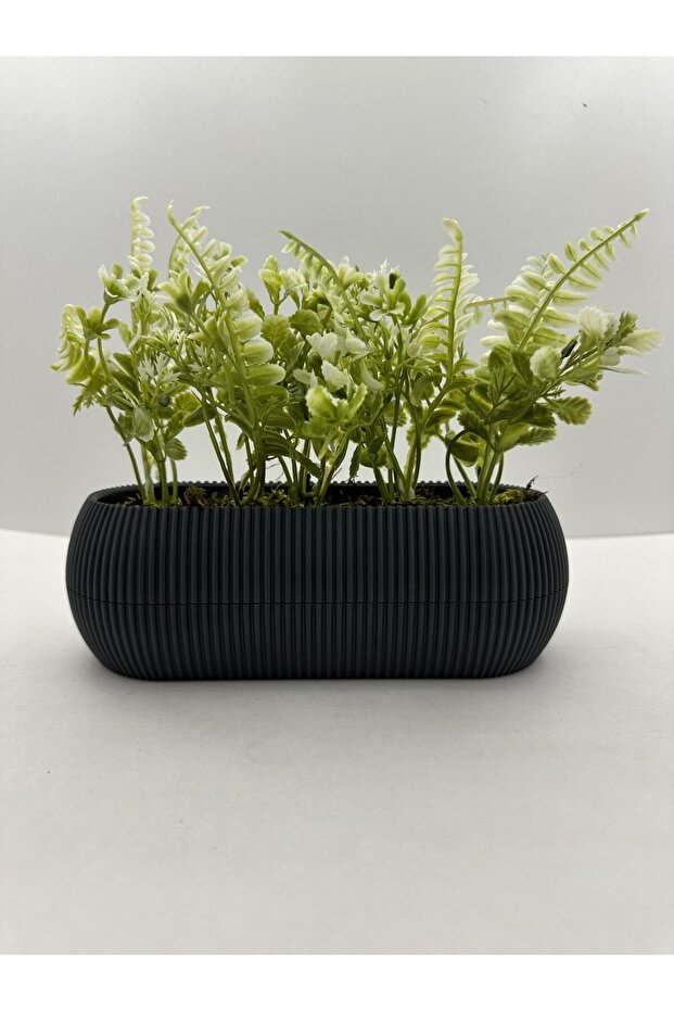 Artificial White Flower in Tall Pot Decorative Kitchen Bathroom Table Flower 21X9X7 cm Gray
