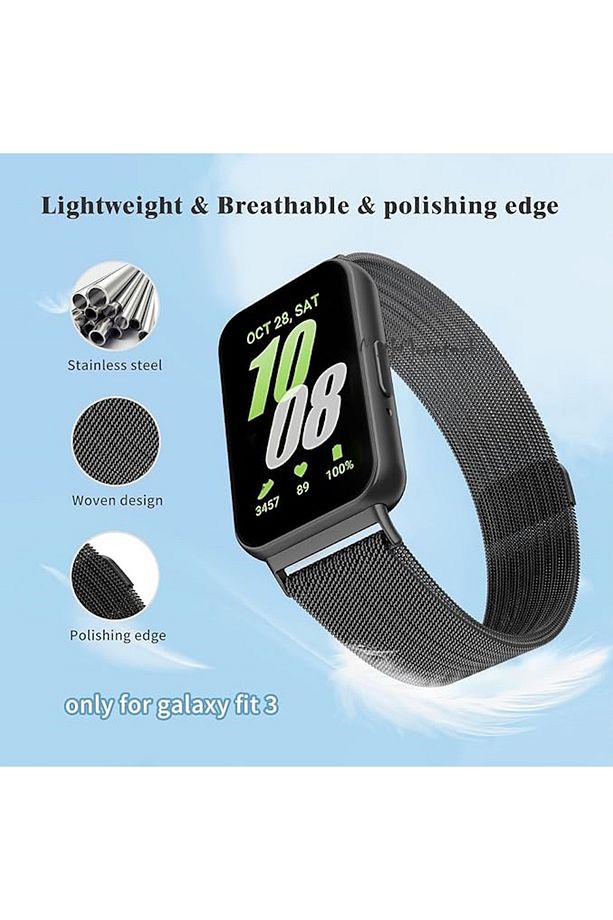 Samsung Galaxy Fit 3 Kordon Metal Mıkntıslı Örgü Tasarım Magnetik Kayış Milano Milanes Loop - 4