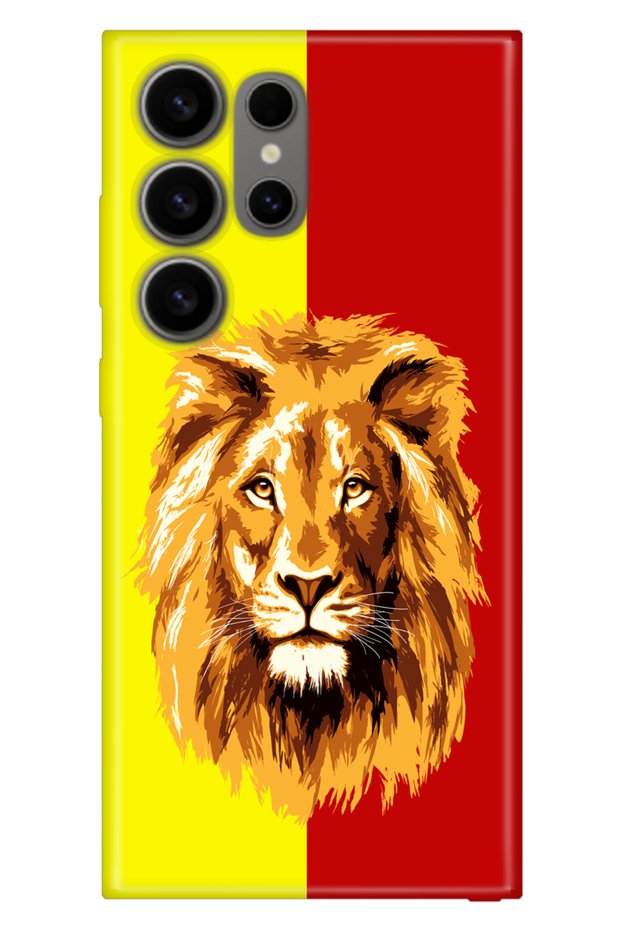 Case for Samsung Galaxy S24 Ultra Silicone Patterned Illustrated Yellow Red Shard Lion