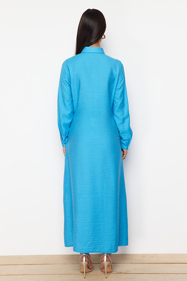 Tyrkysová košile s knoflíkem na zavazování Tctss22Eb0025 - 6