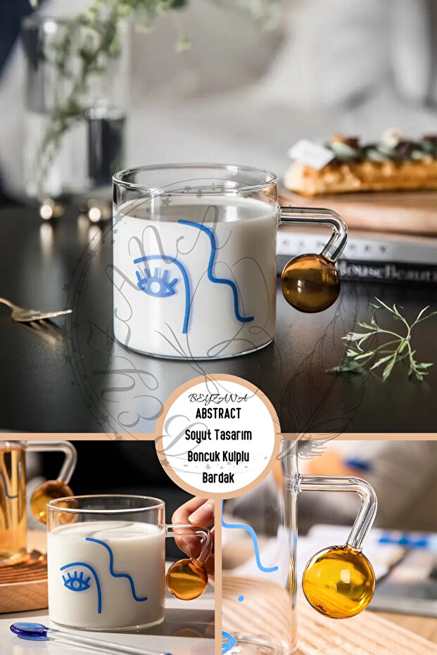 Heat Resistant 300 ml ABSTRACT Abstract Design Mug with Bead Handle | Coffee and Serving Cup - 1 PIECE