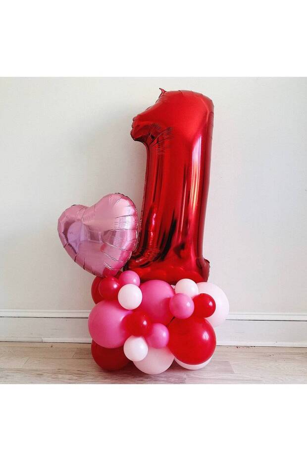 1st Anniversary Foil Balloon Romantic Decoration Valentine's Day First Year Celebration Wedding 100cm Number Balloon