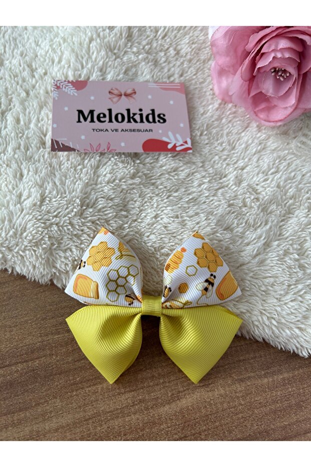 Bee Honeycomb Honey Pattern Yellow Ribbon Clip Buckle