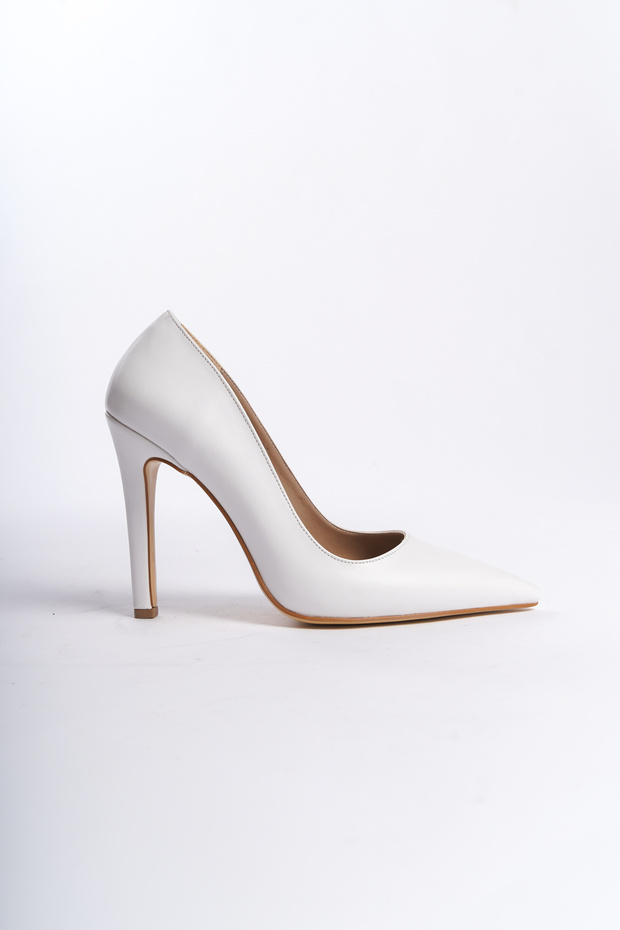 Matte Beige Women's Heeled Stiletto Shoes - Evening Dress