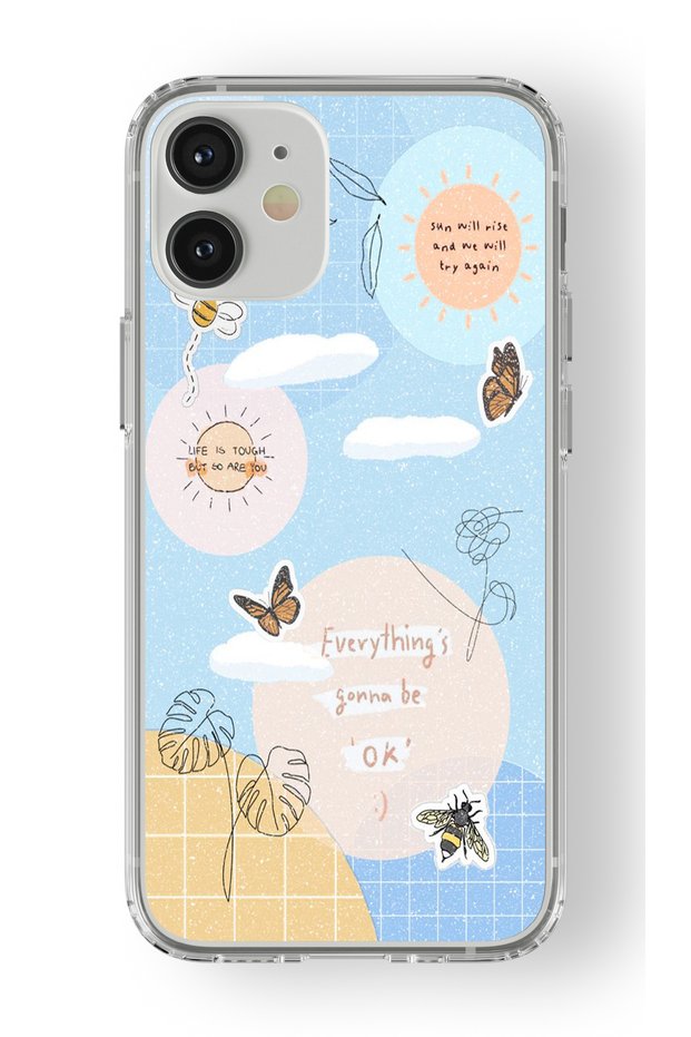 حافظة شفافة مطبوعة بتصميم Life is Tough متوافقة مع هاتف iPhone 12 Mini