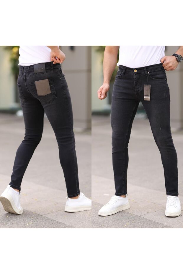 بنطلون جينز EREK بقصة Slim Fit، بتفاصيل مخالب - 1