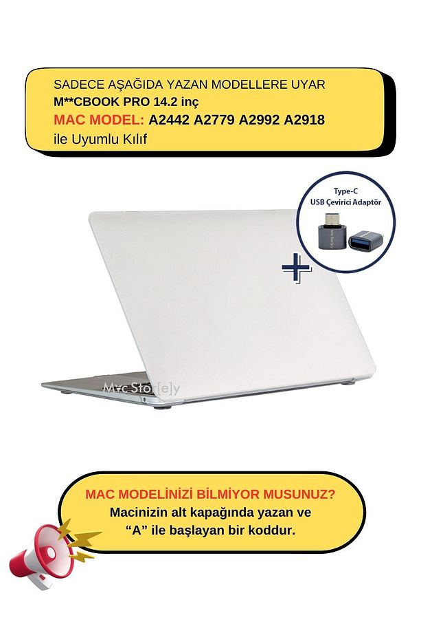 Macbook Pro Kılıf 14.2inç M1 M2 M3 M4 Mat Flu (14" PRO) A2442 A2779 A2992 A2918 A3112 A3401 A3185 - 1
