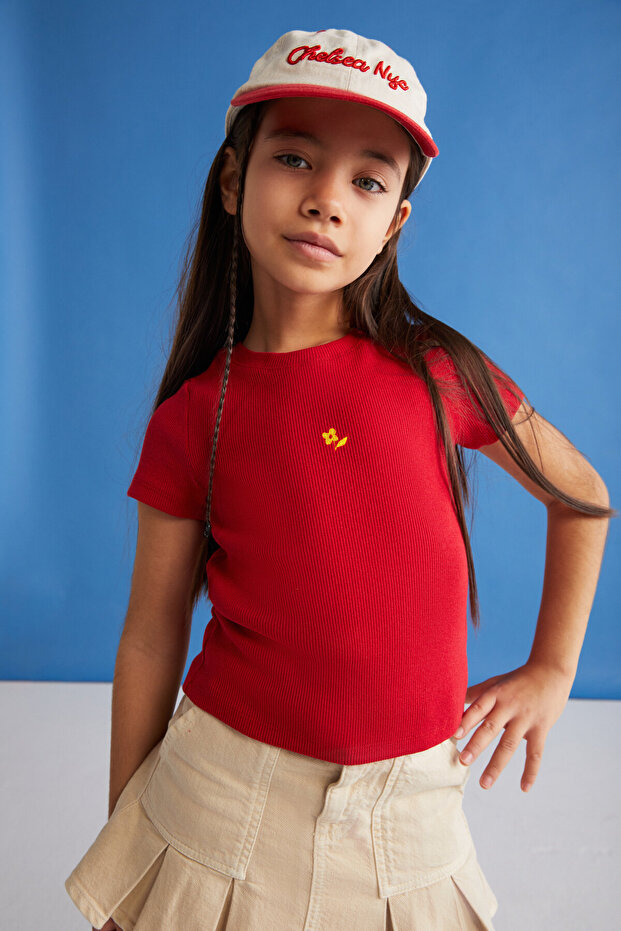 QUARTZ-GRM24021 95% cotton 5% elastic girl's tshirt Red T-Shirt