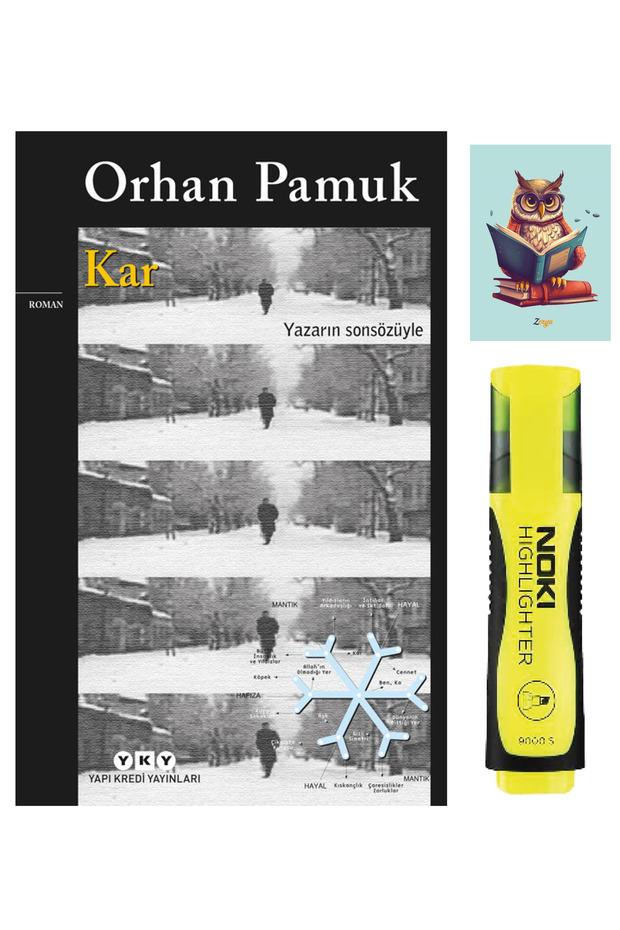 Kar - Orhan Pamuk - Yapı Kredi Yayınları - Yellow Highlighter Pen - Notepad Set