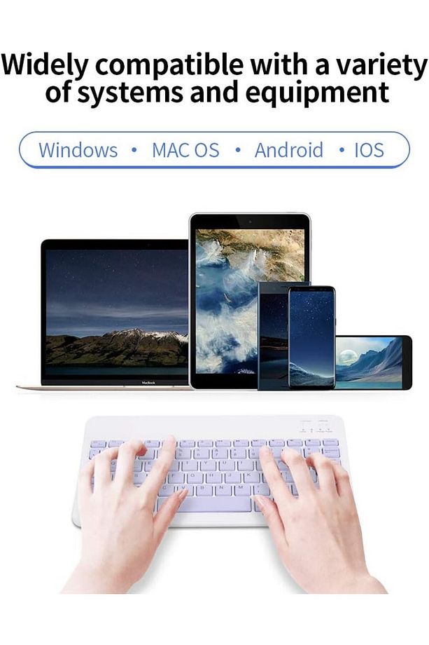 Samsung Galaxy Tab S9 FE Plus SM-X610 ile Uyumlu Kablosuz Bluetooth Klavye+Mouse Set - 3