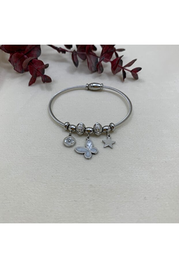Butterfly Patterned Charm Bracelet - 2