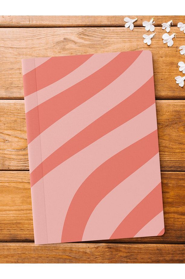 Çizgisiz Defter, Pembe ve Desenli Notebook, Not Defteri, Akıl ve Anı Defteri, 64 Sayfa, 14*21cm - 1