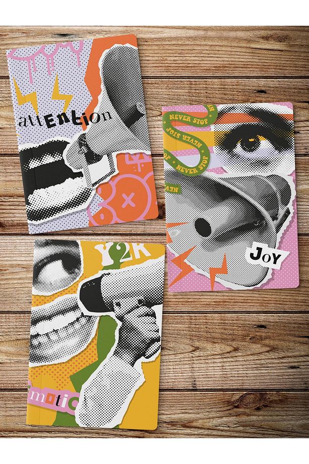 Çizgisiz Defter Seti, 3 Adet Not Defteri, Notebook Journal Seti, Anı Defteri, 64 Sayfa Orta Boy - 2