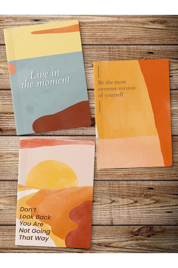 Çizgisiz Defter Seti, 3 Adet Not Defteri, Notebook Journal Seti, Anı Defteri, 64 Sayfa Orta Boy - 2