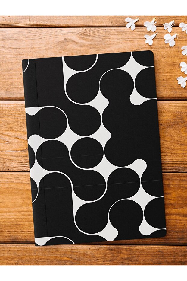 Çizgisiz Defter, Siyah Boho Desen Notebook, Not Defteri, Akıl ve Anı Defteri, 64 Sayfa, 14*21cm - 1