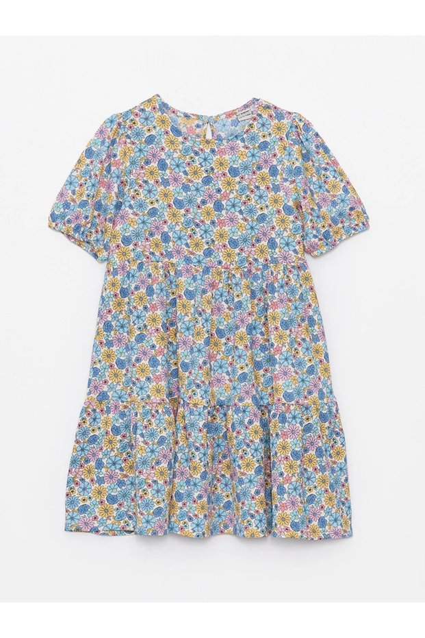 Crew Neck Floral Girl's Dress (S4)