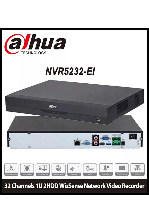 NVR5232-EI, 32Kanal, 12Mpix, H265+, 2 HDD Desteği, 1080P Kayıt, 320Mbps Bant Genişliği, NVR - 1